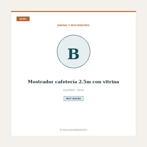 Mostrador cafetería 2.5m con vitrina [DEMO]