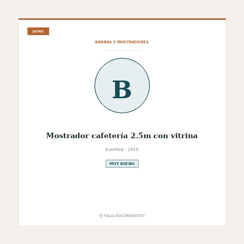 Mostrador cafetería 2.5m con vitrina [DEMO]