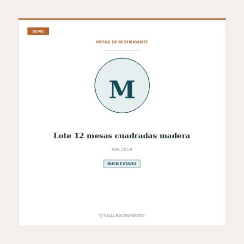 Lote 12 mesas cuadradas madera [DEMO]